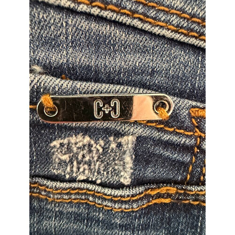 Coco + Carmen Distressed Buffalo Plaid Patch Skinny Jeans – Size Small - Picture 8 of 11